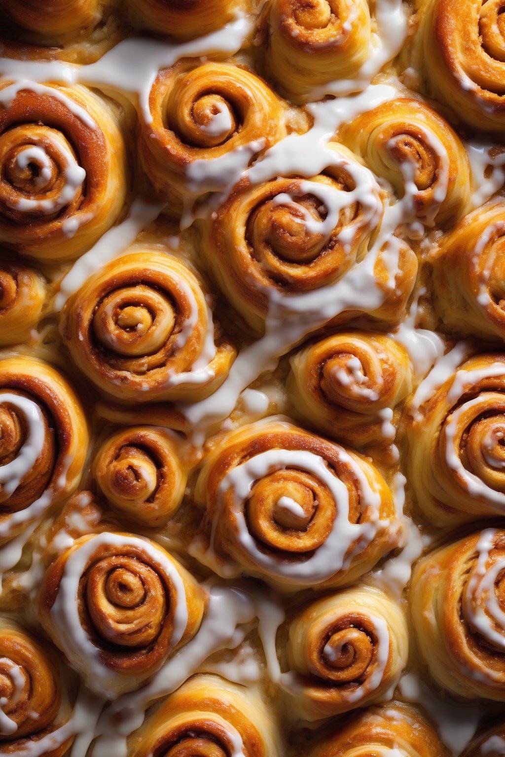 A high-resolution photo of vibrant orange-zested cinnamon rolls, icing with zest flecks revealing citrus-swirled centers, under soft lighting.