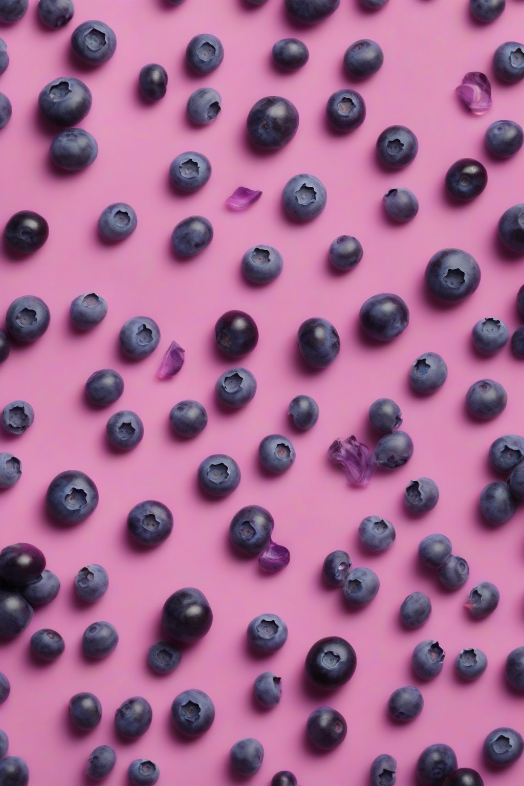 A high-resolution photo of the blueberry lavender pink dream topped with fresh blueberries, under soft lighting.
