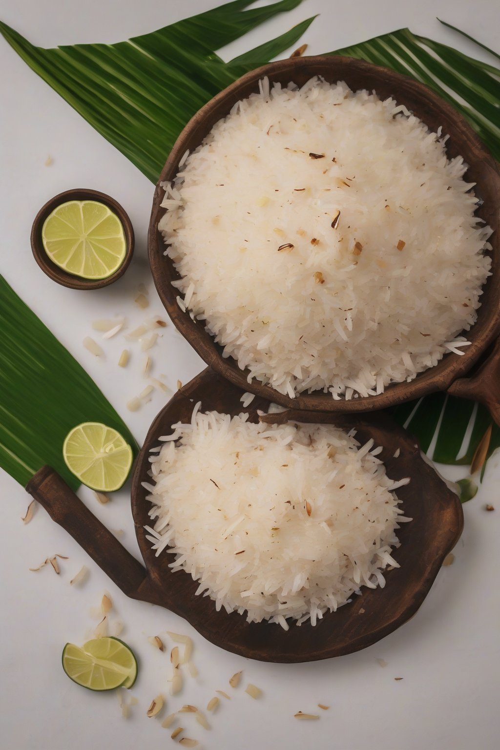 A high-resolution photo of coconut poha topped with fresh grated coconut, under soft lighting.