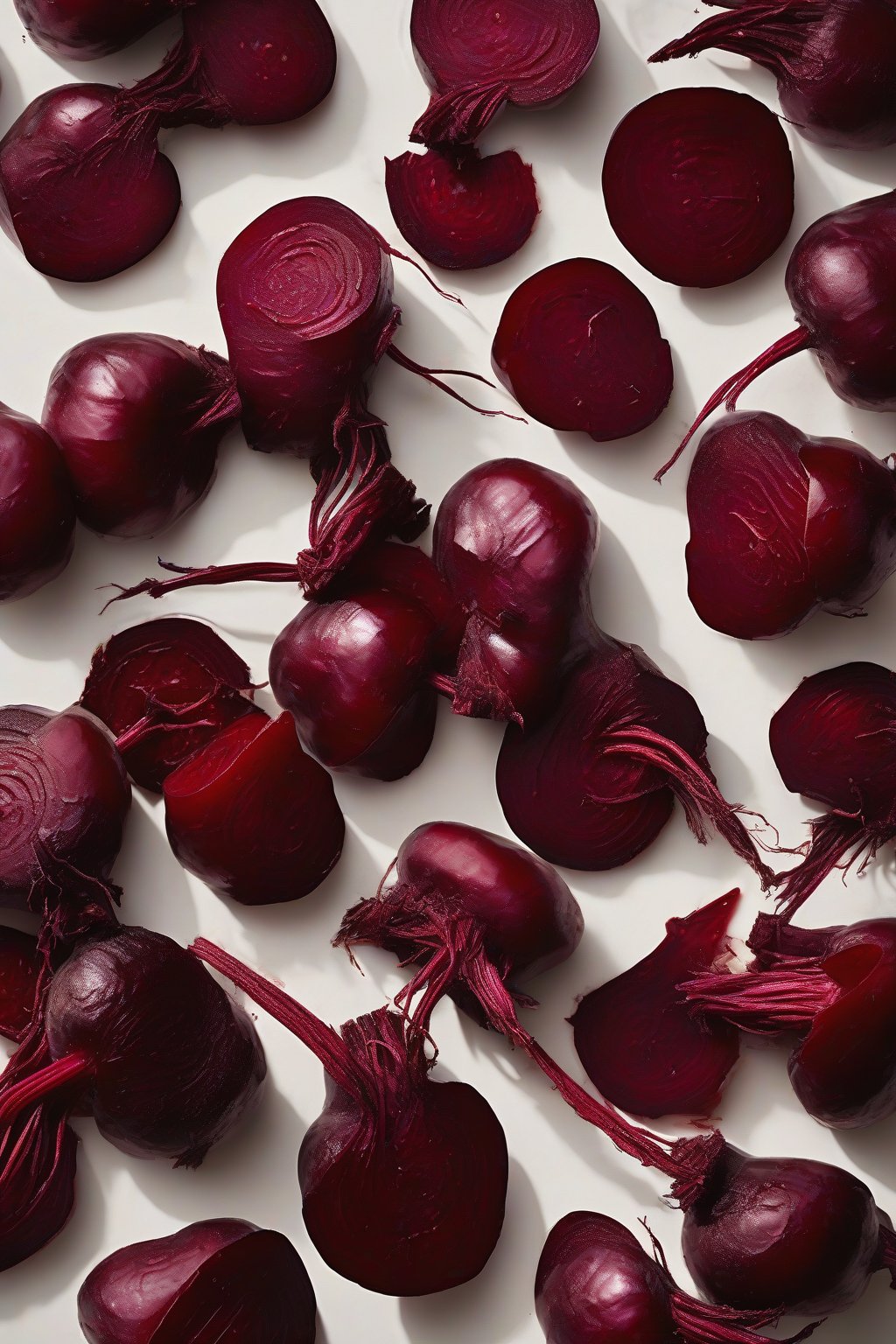 A high-resolution photo of smoky paprika pickled beets, deep red hues under soft lighting.