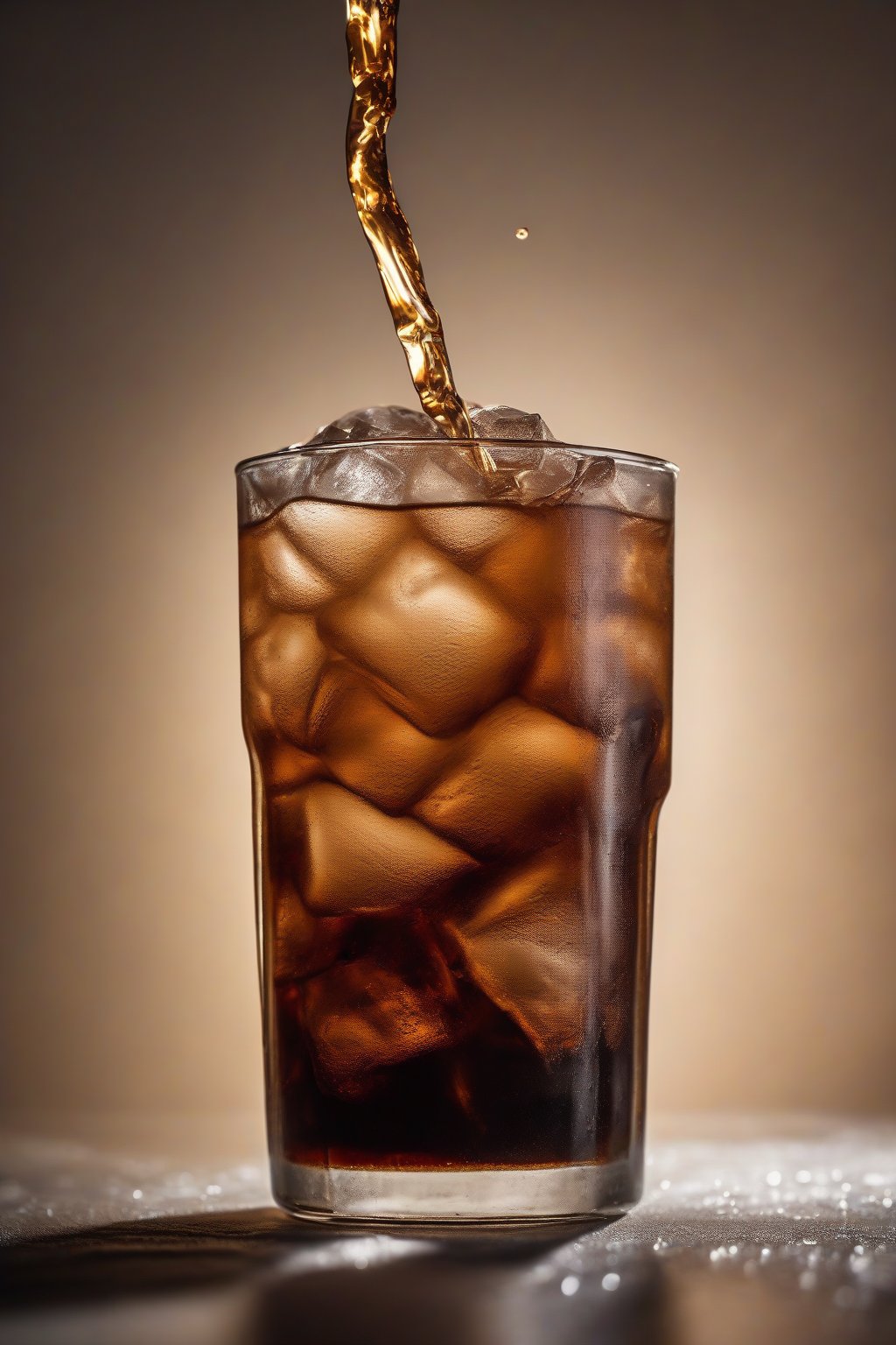 A high-resolution photo of a glass of classic cold brew coffee poured over ice with subtle condensation, under soft lighting.