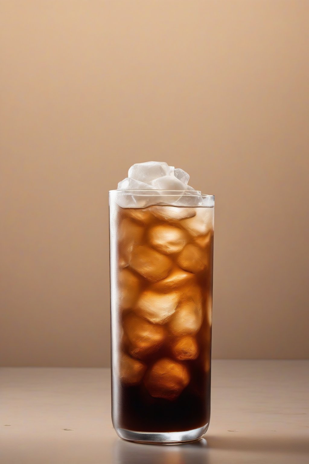 A high-resolution photo of vanilla bean strong cold brew in a tall glass with vanilla pod garnish and ice, under soft lighting.
