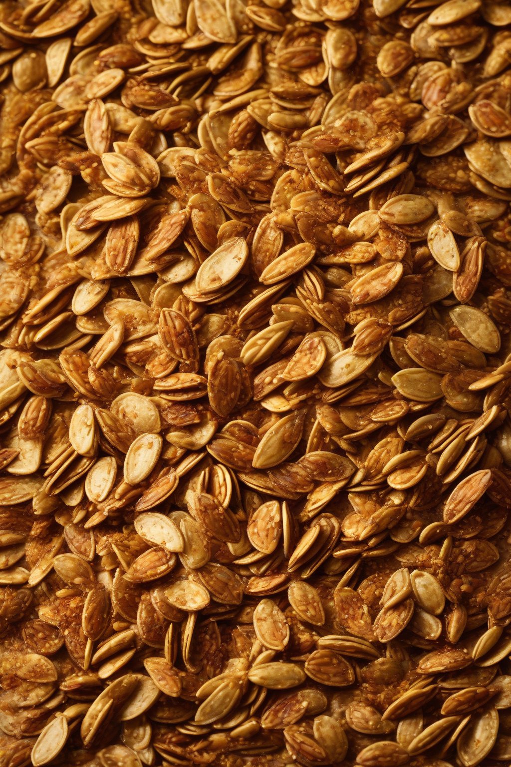 A high-resolution photo of fiery Cajun pumpkin seeds scattered with spice flecks under soft lighting.