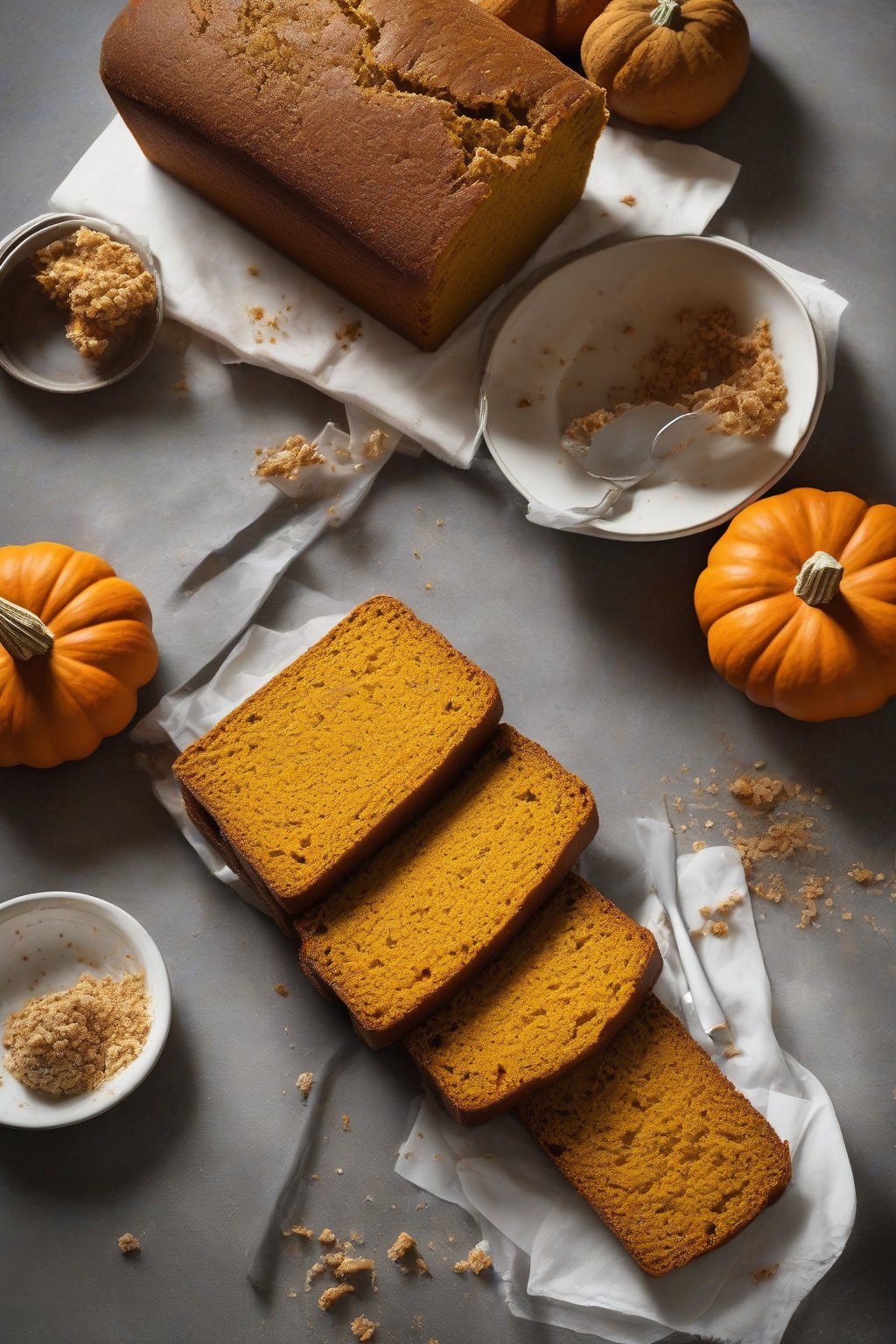 A high-resolution photo of pumpkin sandwich bread with vibrant orange crumb fluffy and sliceable under soft lighting.