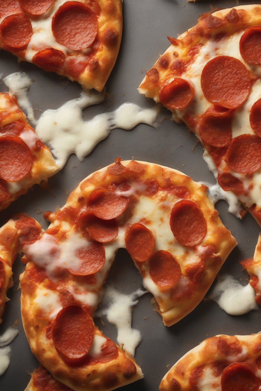 A high-resolution photo of a pizza chaffle loaded with pepperoni and melted mozzarella, steam rising, under soft lighting.