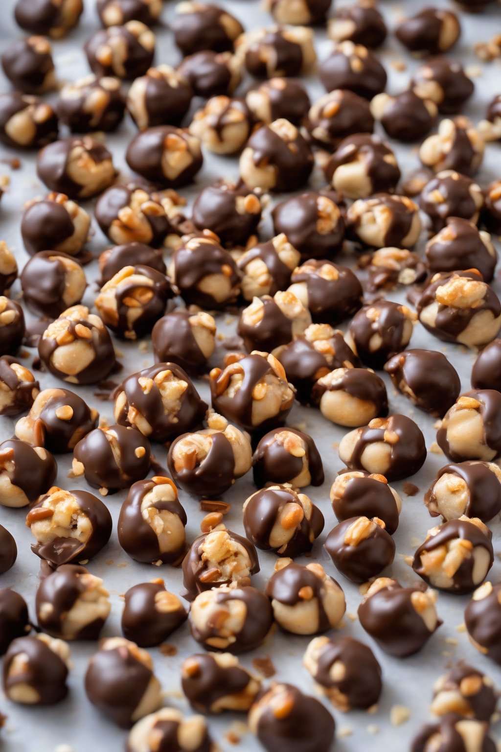 A high-resolution photo of pretzel buckeyes showing salty crunch amid smooth chocolate under soft lighting.