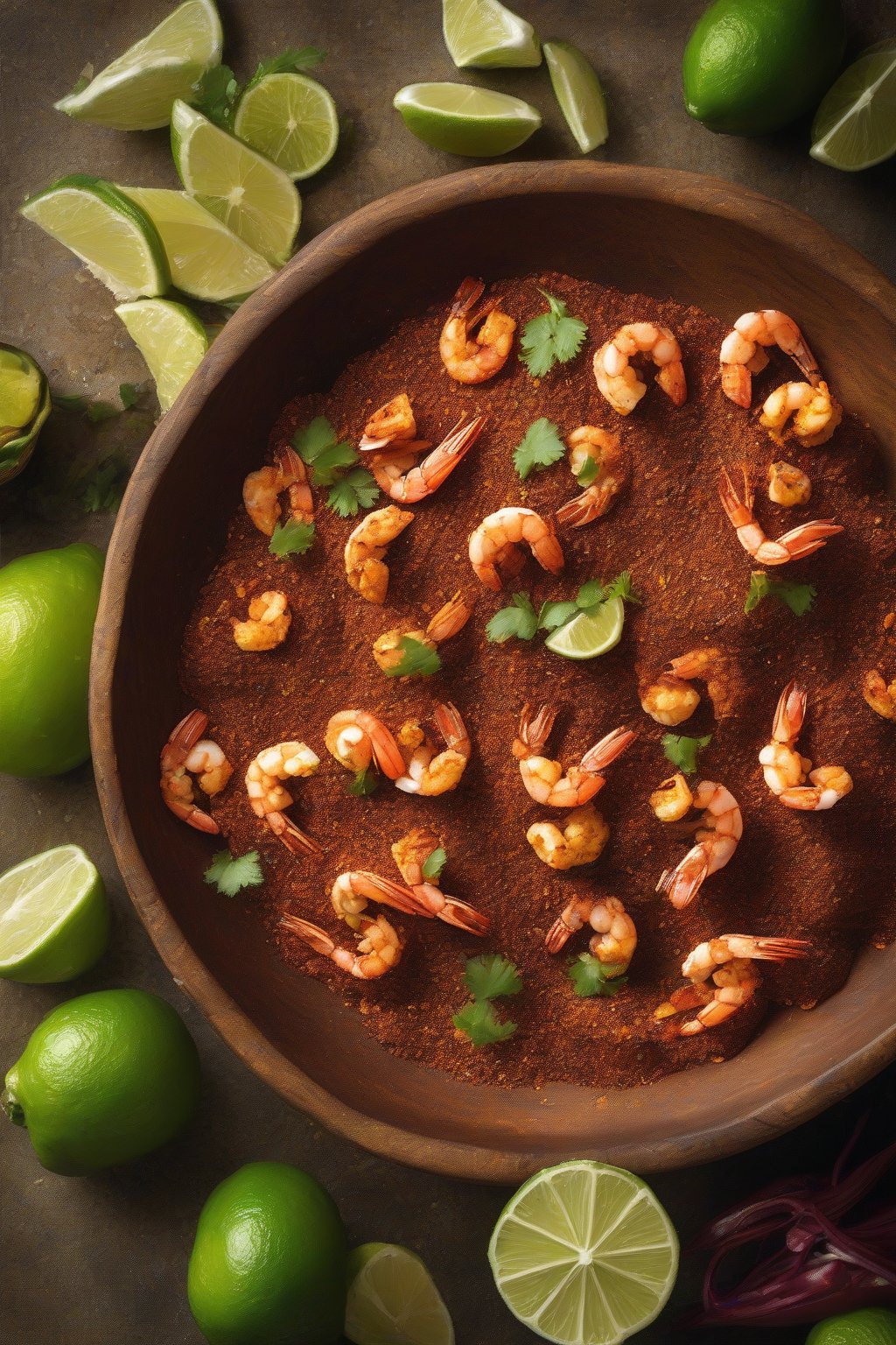A high-resolution photo of spicy habanero taco seasoning in a rustic bowl, dusted on sizzling shrimp tacos with lime wedges, under soft lighting.