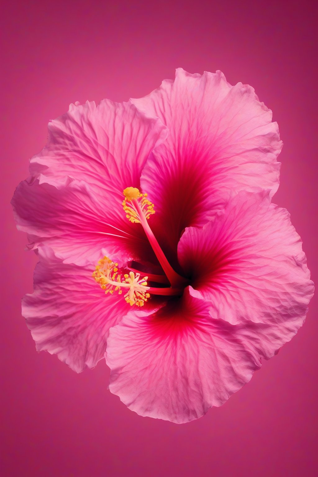 A high-resolution photo of a floral hibiscus pink refresher with vibrant layers under soft lighting.