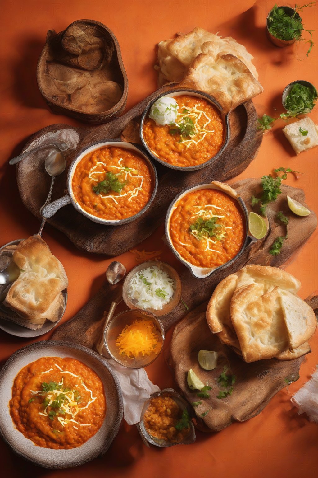 A high-resolution photo of cheesy Pav Bhaji with strings of melted cheese over vibrant orange mash, pav dunked in, under soft lighting.