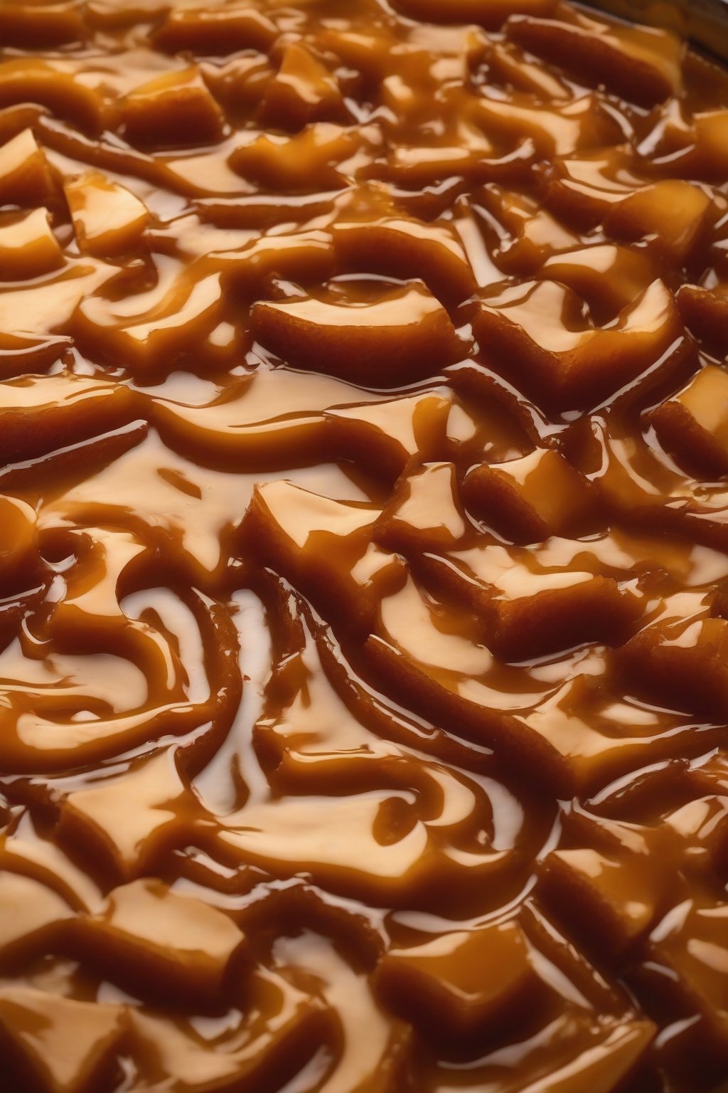 A high-resolution photo of caramel flan sliced to show the golden swirl under soft lighting.