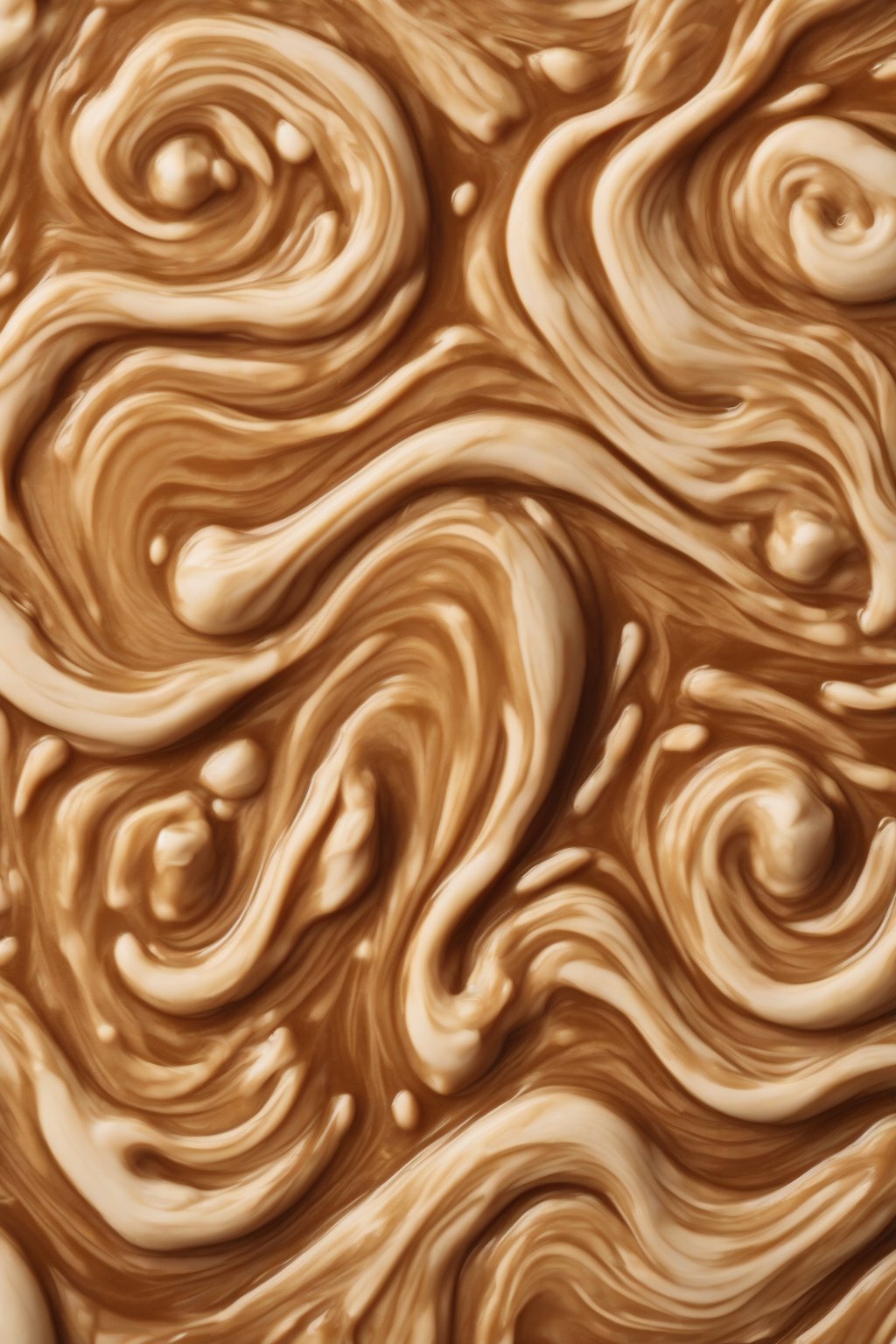 A high-resolution photo of peanut butter cold brew swirled thickly, garnished with peanuts, under soft lighting.