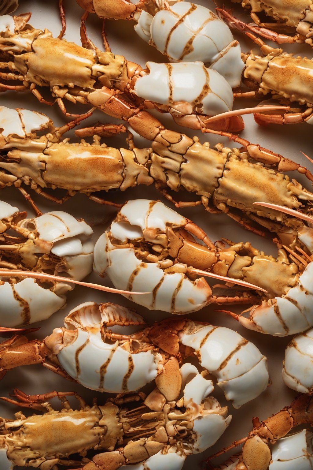 A high-resolution close-up of golden Lobster Thermidor shells under soft lighting.