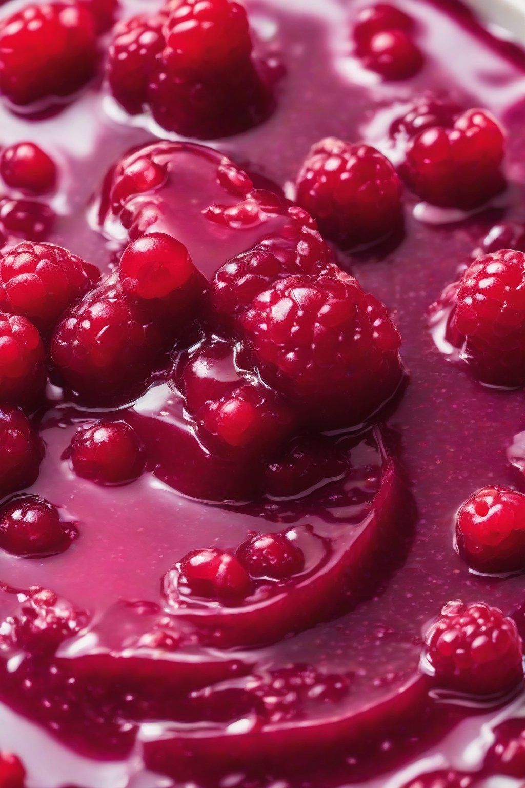 A high-resolution photo of berry-flecked raspberry-cranberry jellied sauce sliced neatly under soft lighting.