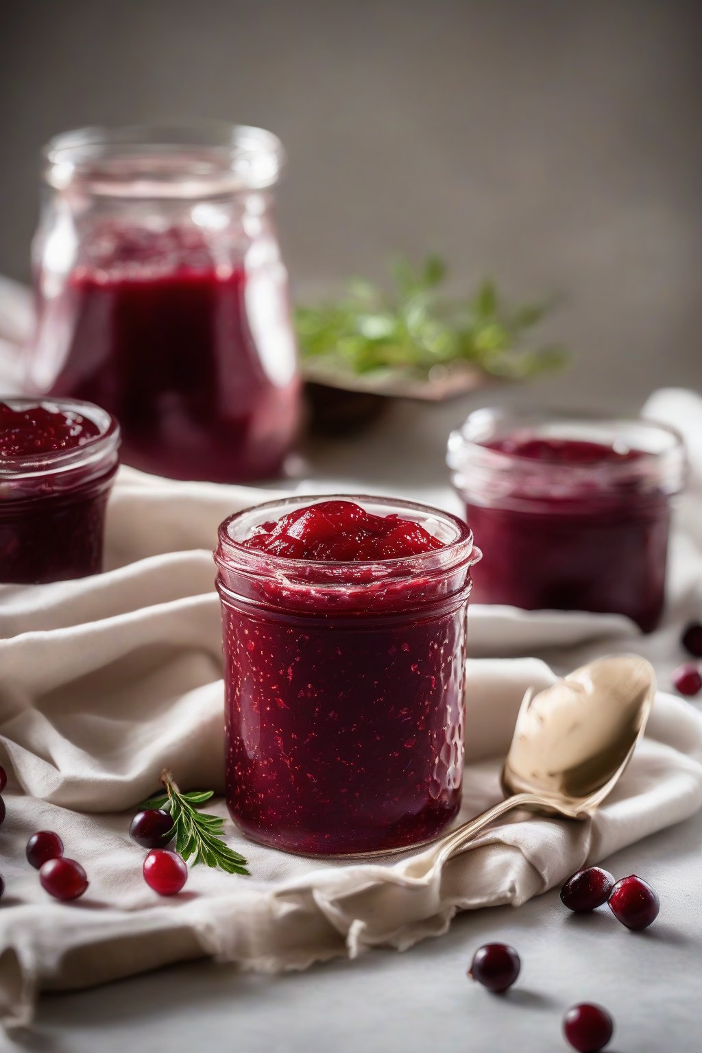 A high-resolution photo of smooth vanilla-speckled jellied cranberry sauce under soft lighting.