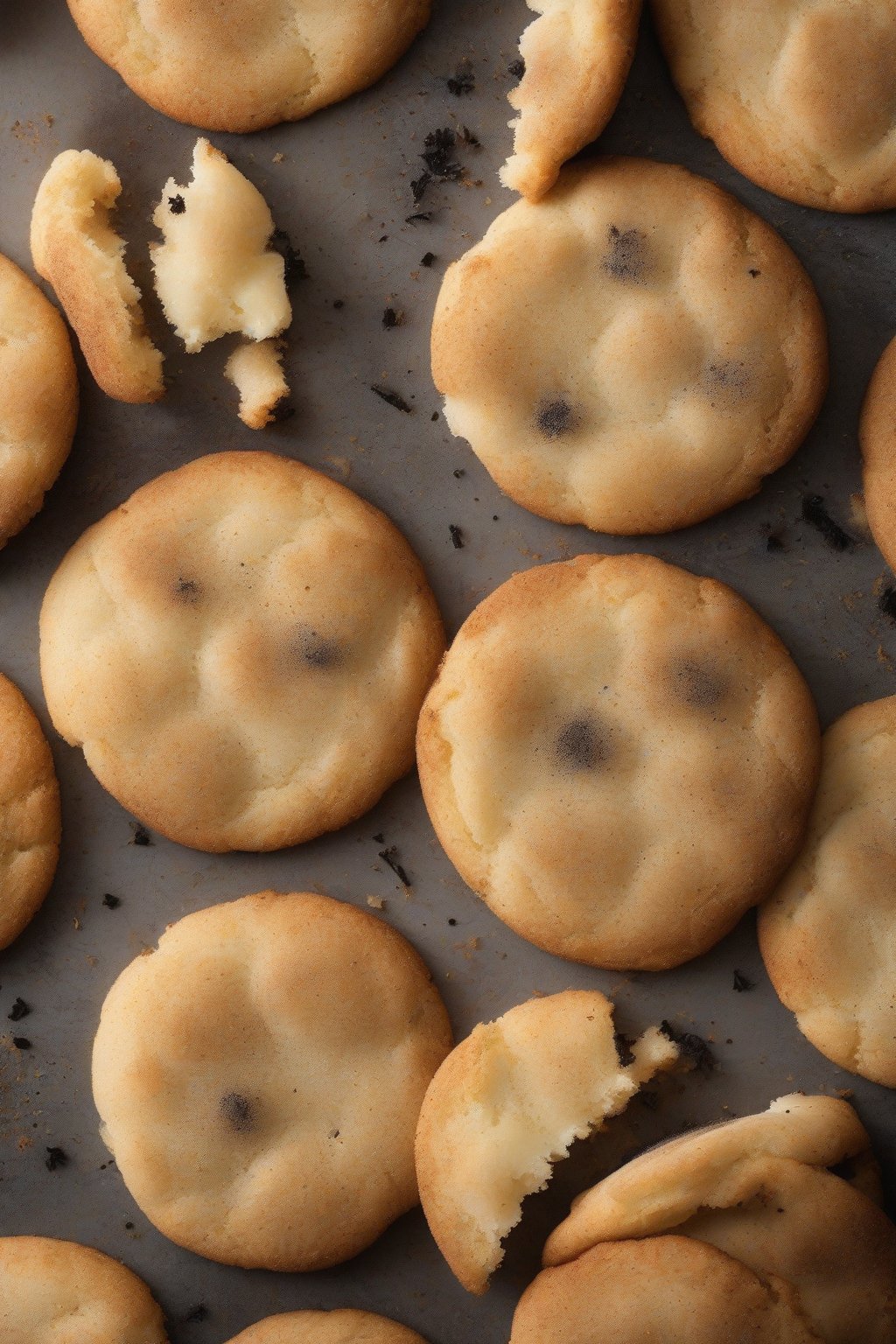 A high-resolution photo of vanilla bean soft snickerdoodles showing black specks inside under soft lighting.
