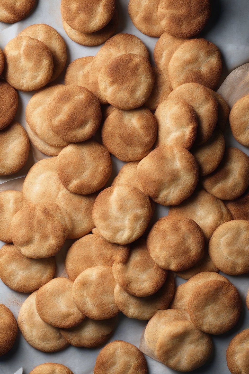 A high-resolution photo of gluten-free soft snickerdoodles piled high under soft lighting.