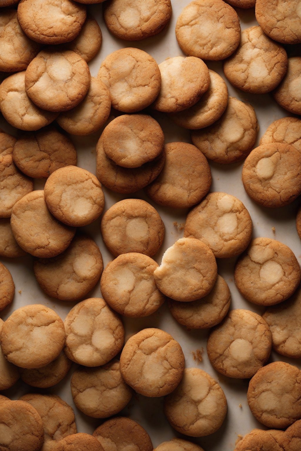 A high-resolution photo of brown butter snickerdoodle cookies with crisp edges under soft lighting.
