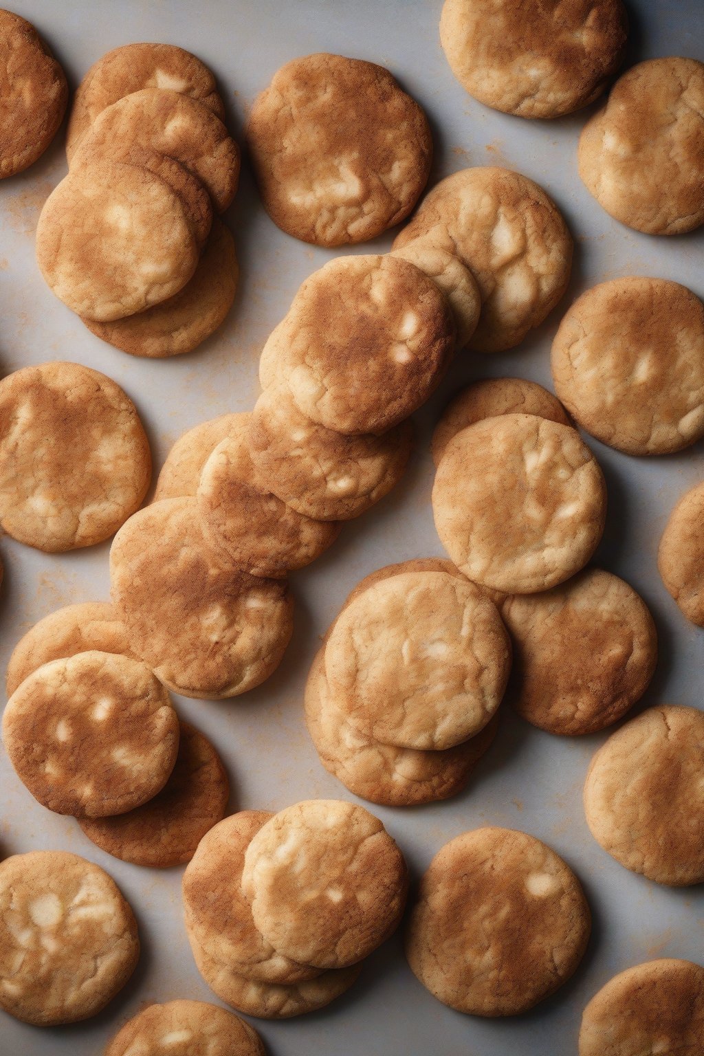 A high-resolution photo of gluten-free snickerdoodle cookies piled high under soft lighting.