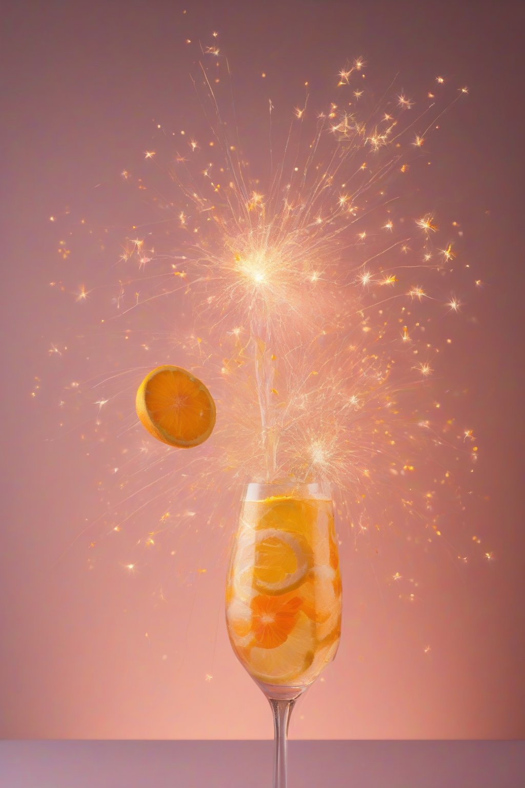 A high-resolution photo of a fizzy Firework Spritzer with citrus sparks under soft lighting.