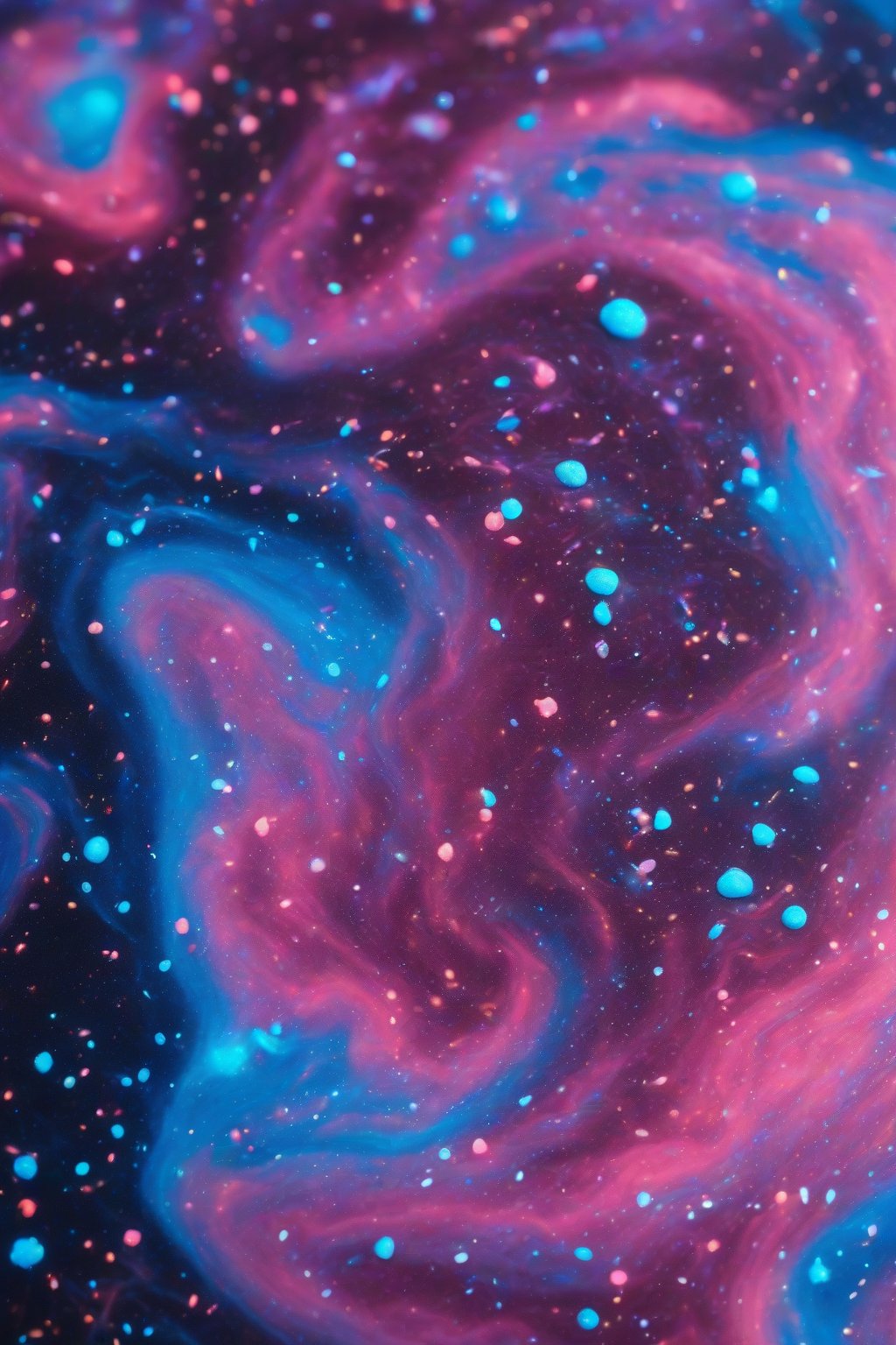 A high-resolution photo of galaxy glow punch swirling with starry sprinkles and neon blue tones under soft lighting.
