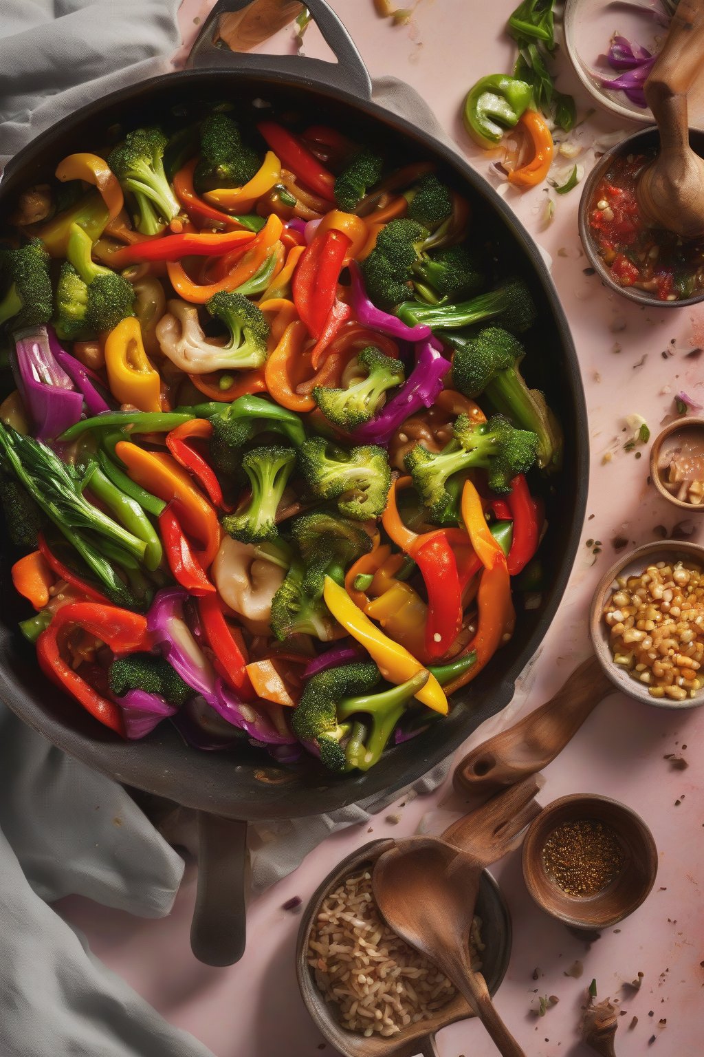 A high-resolution photo of How to Cook Everything with a colorful vegetable stir-fry steaming beside it, under soft lighting.