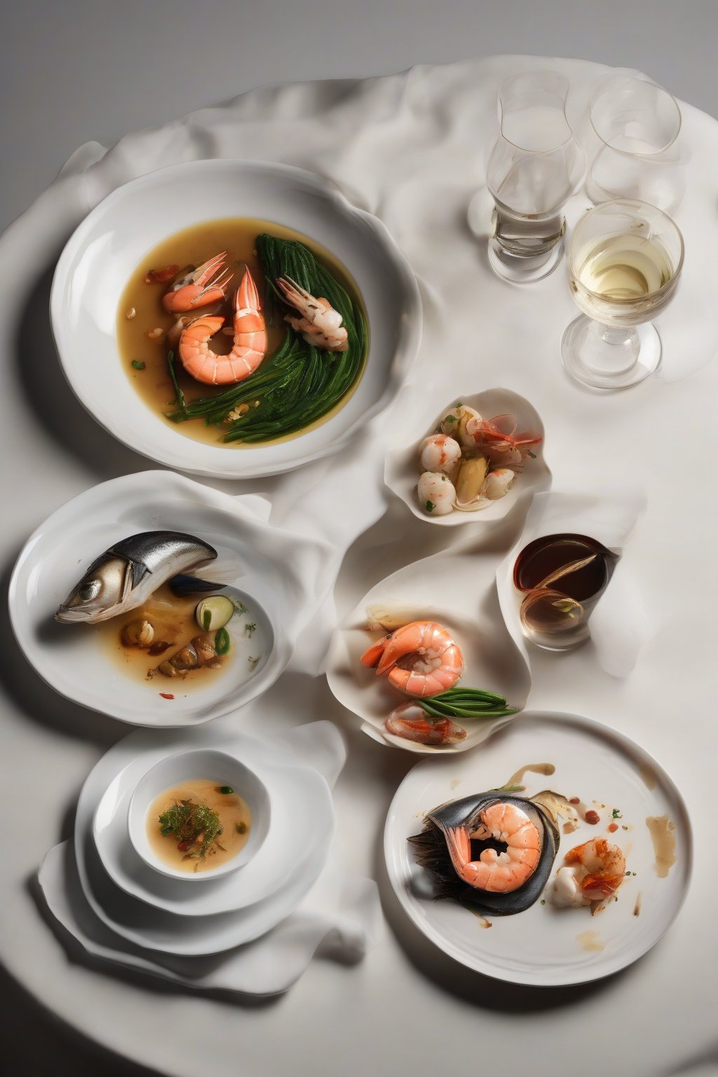 A high-resolution photo of the book alongside an elegantly plated seafood stock reduction, under soft lighting.